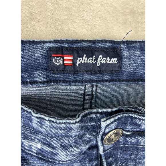 2 Phat Farm Jeans Mens 36x30 Blue Acid Wash Skinny Fit Stretch Denim Pants Adult - Picture 5 of 16